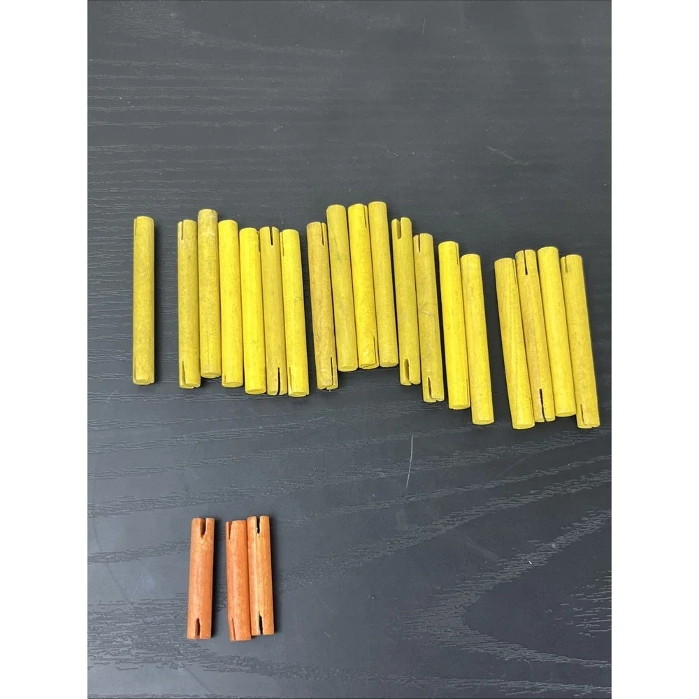 Tinkertoy 22‎ Wooden Rods Yellow + 3 Orange Replacement Parts Lot Vintage